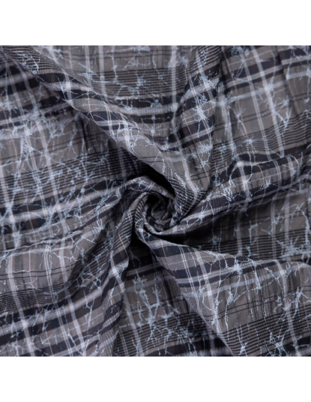 Toile de coton - Carreaux marron marbré