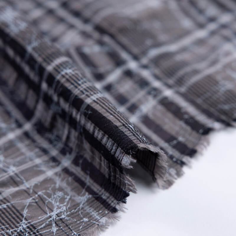 Toile de coton - Carreaux marron marbré