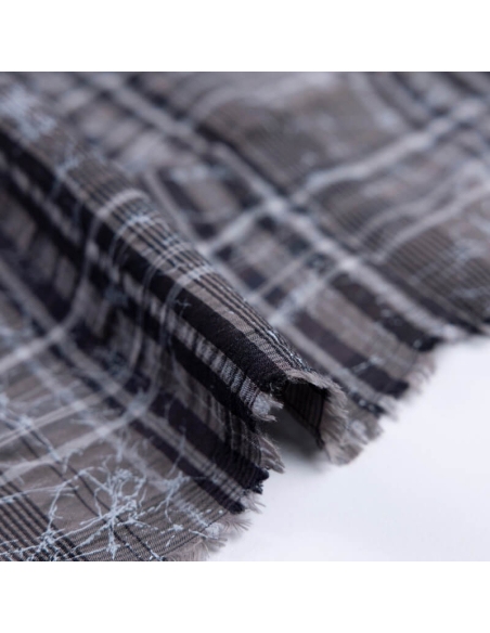 Toile de coton - Carreaux marron marbré