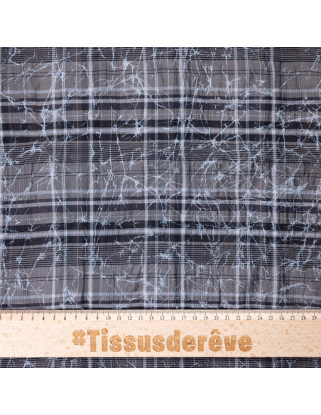 Toile de coton - Carreaux marron marbré