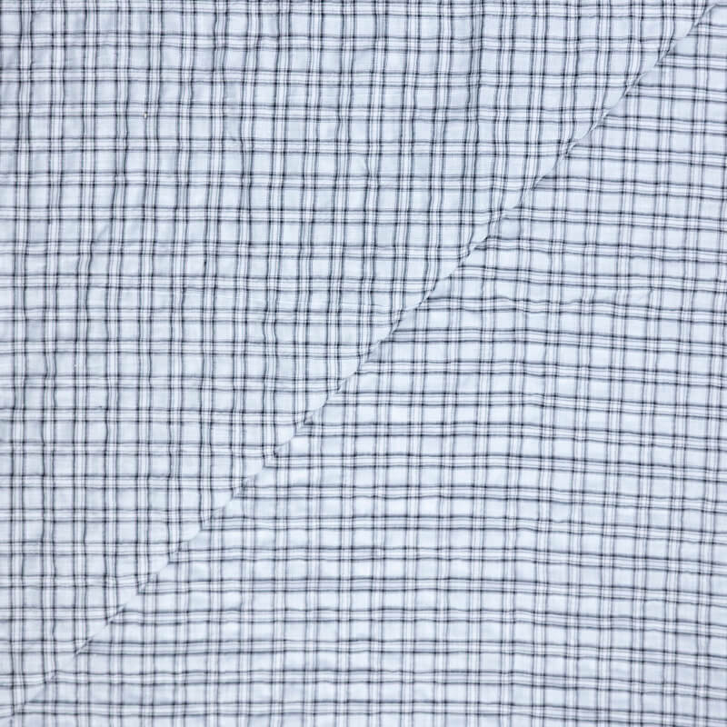 Toile de coton - Carreaux gris fond ciel