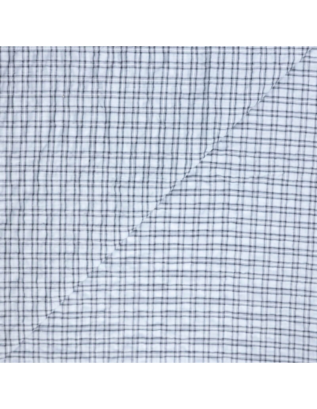 Toile de coton - Carreaux gris fond ciel