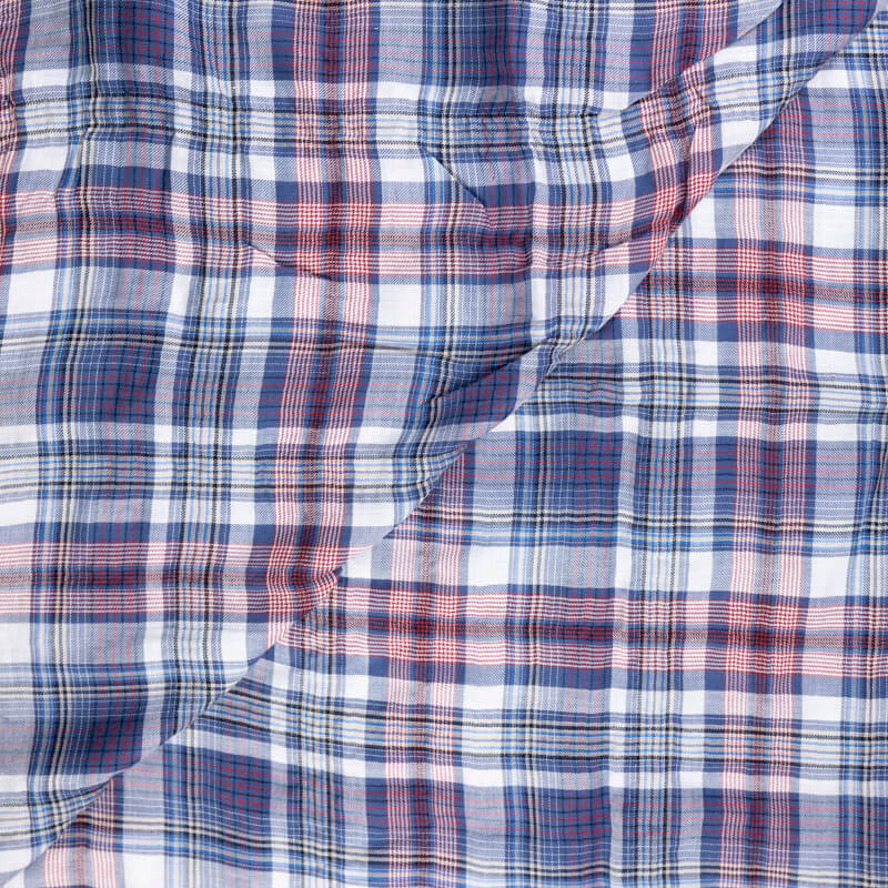 Toile 100% coton - Carreaux bleu & rouge