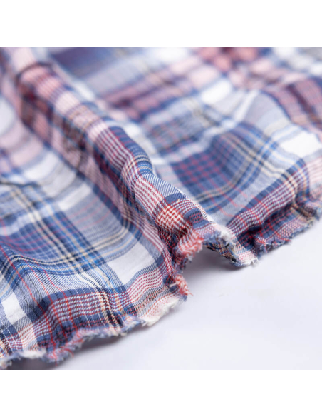 Toile 100% coton - Carreaux bleu & rouge
