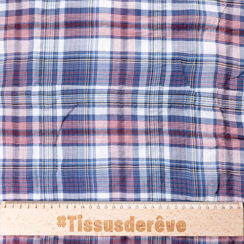 Toile 100% coton - Carreaux bleu & rouge