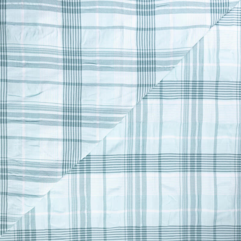 Toile de coton & viscose - Carreaux vert d'eau