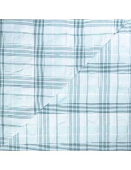 Toile de coton & viscose - Carreaux vert d'eau