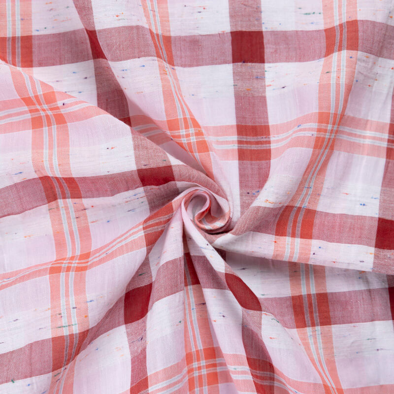 Toile de coton – Carreaux terracotta & orange