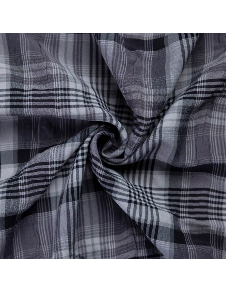 Toile de coton & viscose – Carreaux gris
