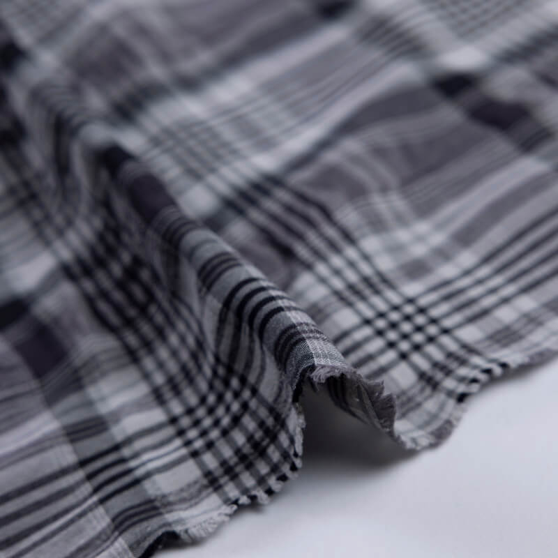 Toile de coton & viscose – Carreaux gris