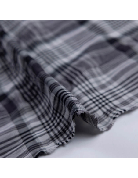 Toile de coton & viscose – Carreaux gris