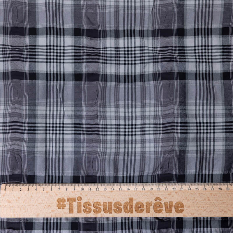 Toile de coton & viscose – Carreaux gris