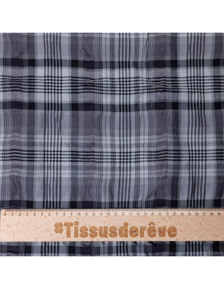 Toile de coton & viscose – Carreaux gris