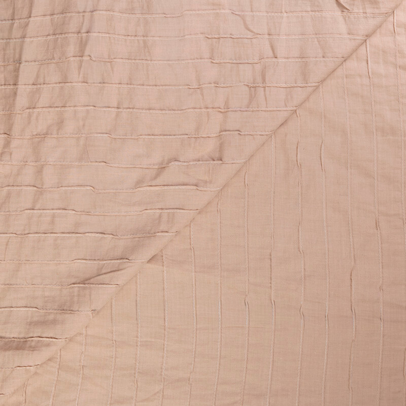 Voile 100% coton – Rayure cousue beige