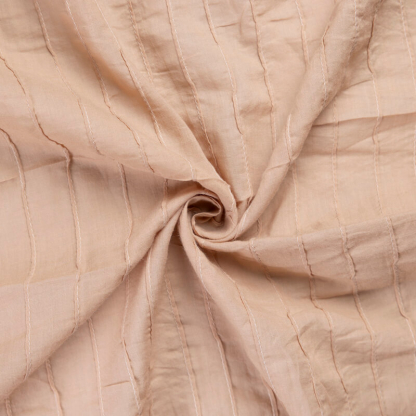 Voile 100% coton – Rayure cousue beige 2