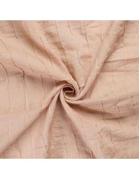 Voile 100% coton – Rayure cousue beige