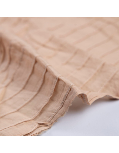 Voile 100% coton – Rayure cousue beige