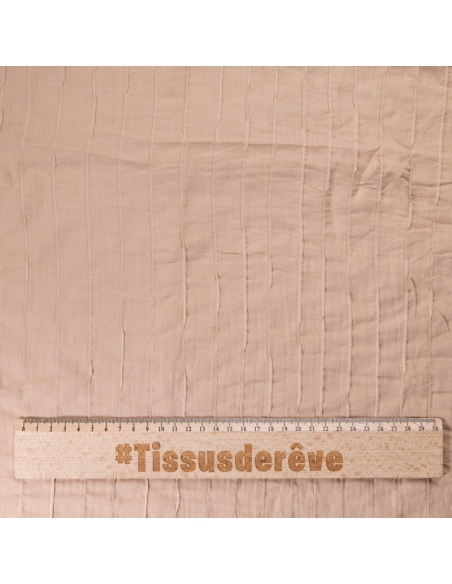 Voile 100% coton – Rayure cousue beige