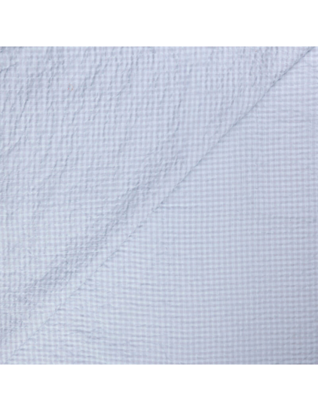 Toile de coton – Carreaux gris & bleu ciel