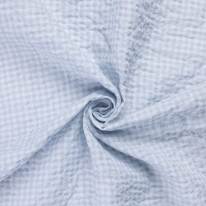 Toile de coton – Carreaux gris & bleu ciel 2