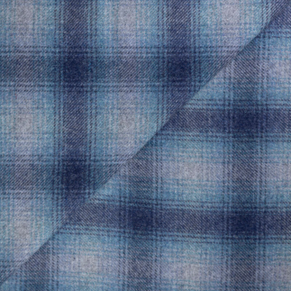Tweed de laine - Carreaux bleu & gris