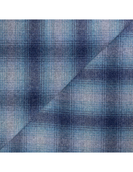 Tweed de laine - Carreaux bleu & gris