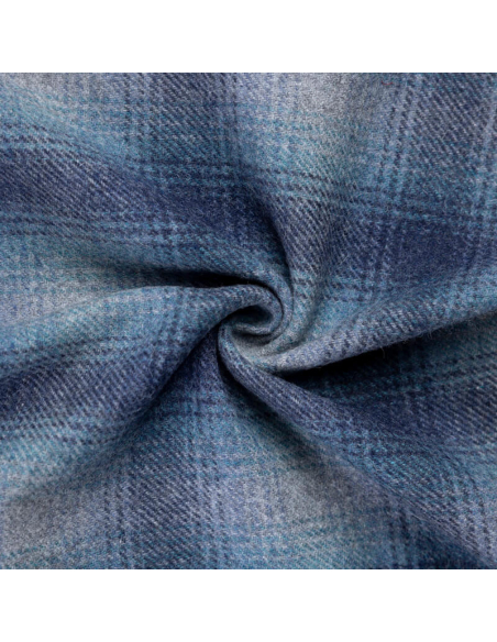 Tweed de laine - Carreaux bleu & gris