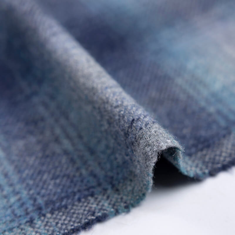 Tweed de laine - Carreaux bleu & gris
