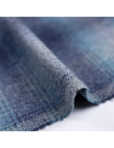 Tweed de laine - Carreaux bleu & gris