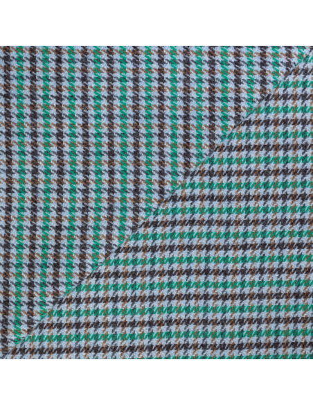 Tweed de laine - Pieds de poule vert, bleu & marron