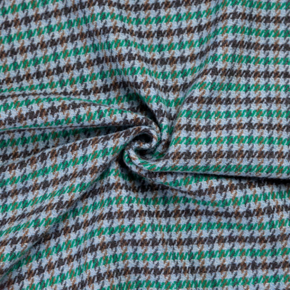 Tweed de laine - Pieds de poule vert, bleu & marron 2