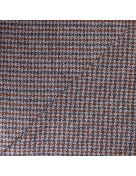 Tweed de laine - Pieds de poule marron, gris & noir
