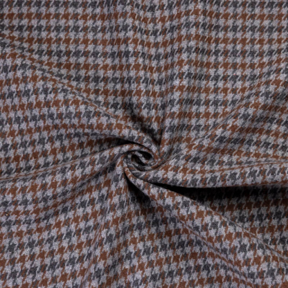 Tweed de laine - Pieds de poule marron, gris & noir 2