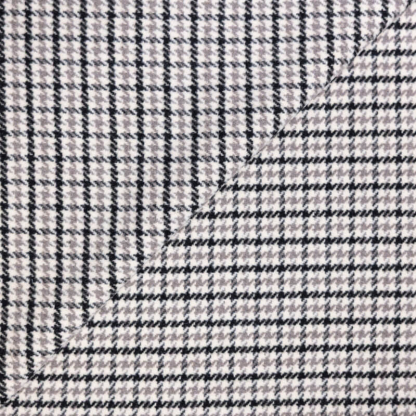 Tweed de laine - Pieds de poule noir, gris & crème