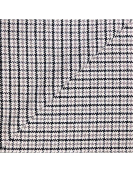 Tweed de laine - Pieds de poule noir, gris & crème