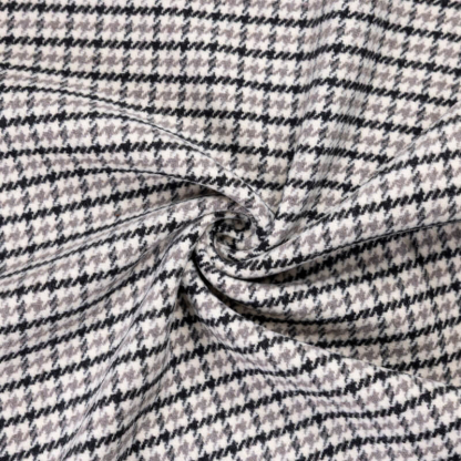 Tweed de laine - Pieds de poule noir, gris & crème 2