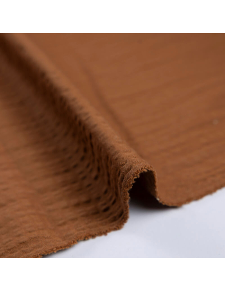 Seersucker 100% coton – Marron