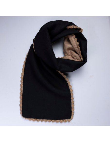 Tour de cou 100% laine double face - Noir & camel
