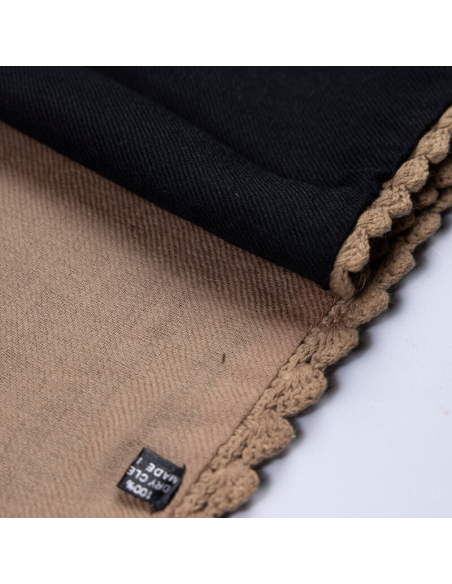 Tour de cou 100% laine double face - Noir & camel