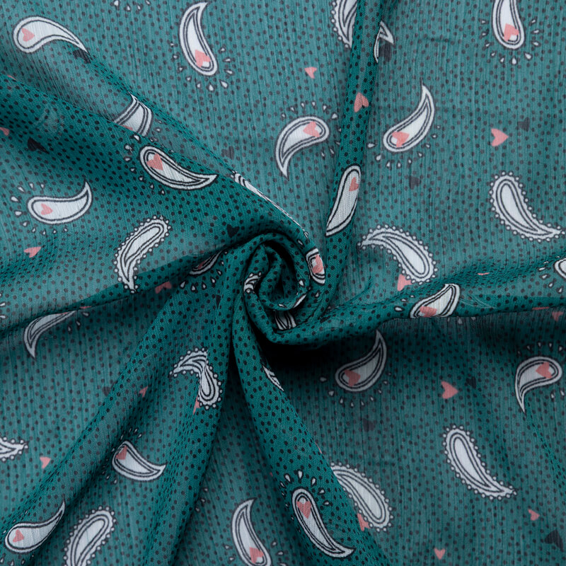 Mousseline crinkle – Cachemire vert