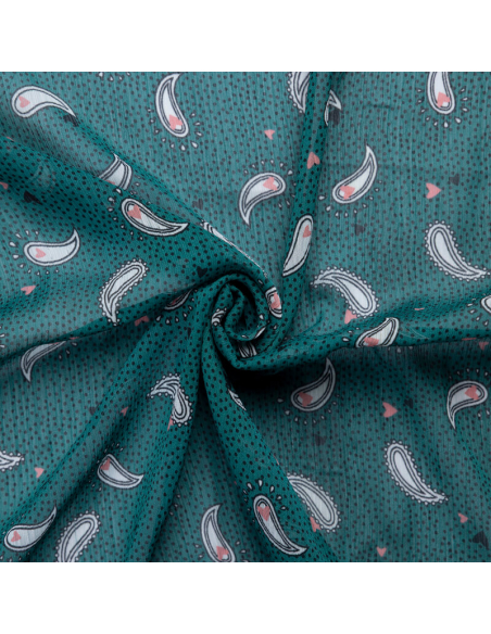 Mousseline crinkle – Cachemire vert