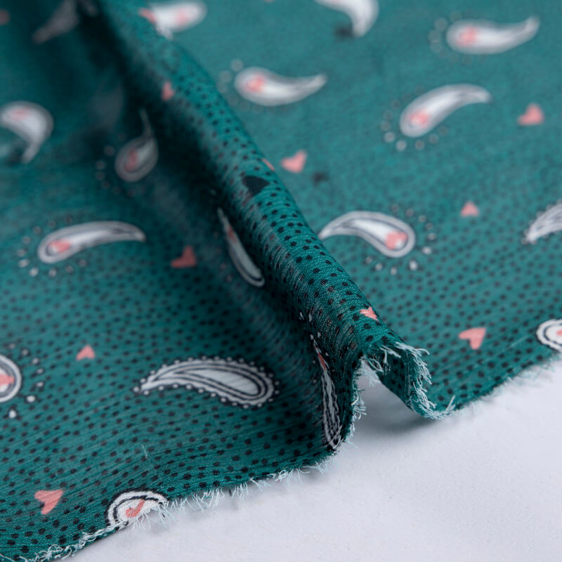 Mousseline crinkle – Cachemire vert