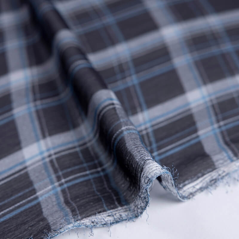 Mousseline crinkle – Carreaux bleu