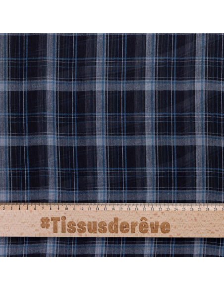 Mousseline crinkle – Carreaux bleu