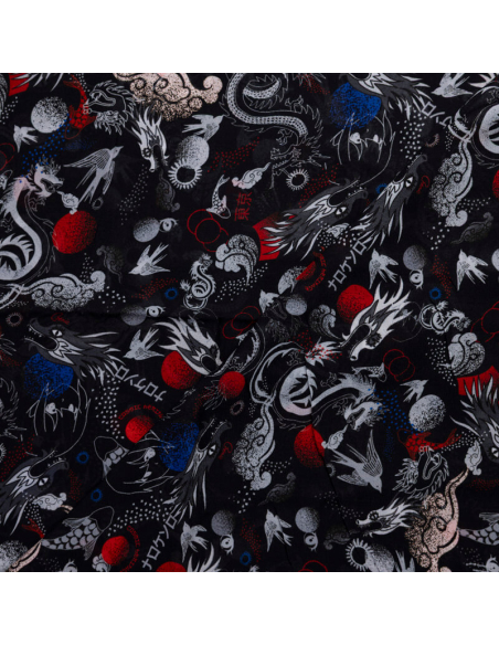 Mousseline 100% viscose – Dragons japonais