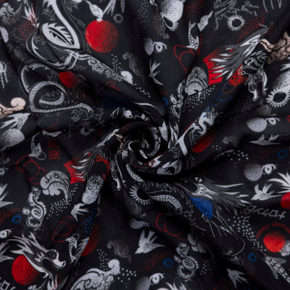 Mousseline 100% viscose – Dragons japonais 2