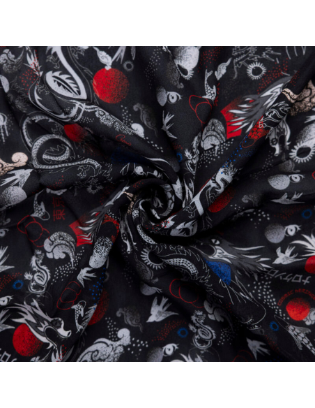 Mousseline 100% viscose – Dragons japonais