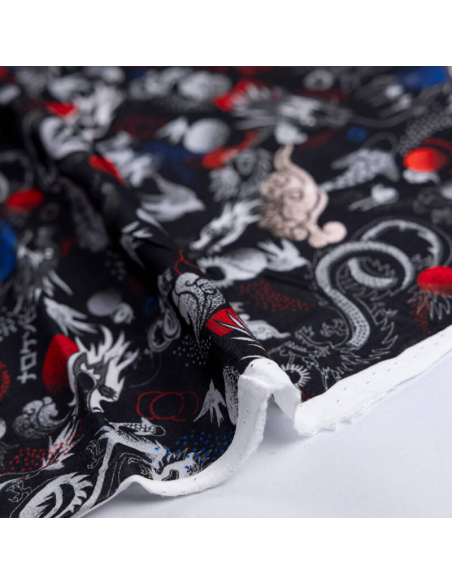Mousseline 100% viscose – Dragons japonais