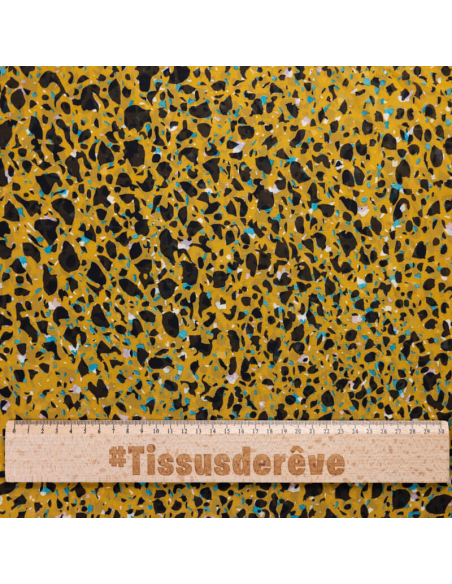 Mousseline – Éclats abstraits fond moutarde