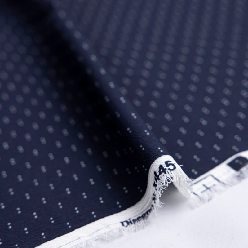 Georgette – Pois blanc fond marine